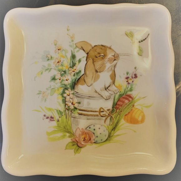 Beautiful Square Appetizer Plate by Effetti - Handmade in Italy - Rabbit Design - Picture 1 of 5